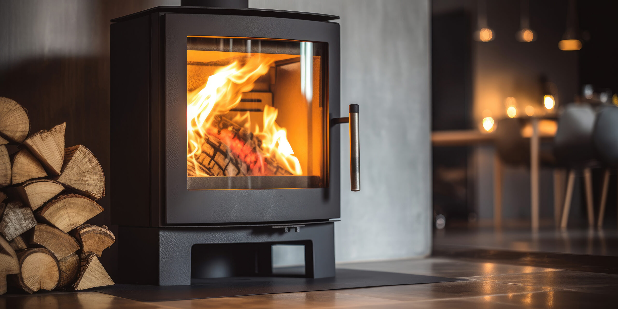 A fireplace in a modern living room